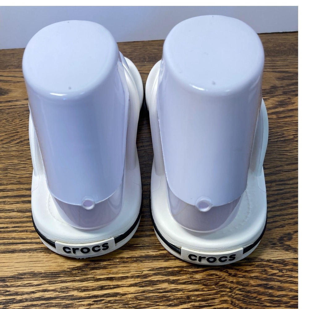 Crocs Crocband Flip White Black Women Size 7 Sporty Thong Sandals 11033 - Picture 5 of 7